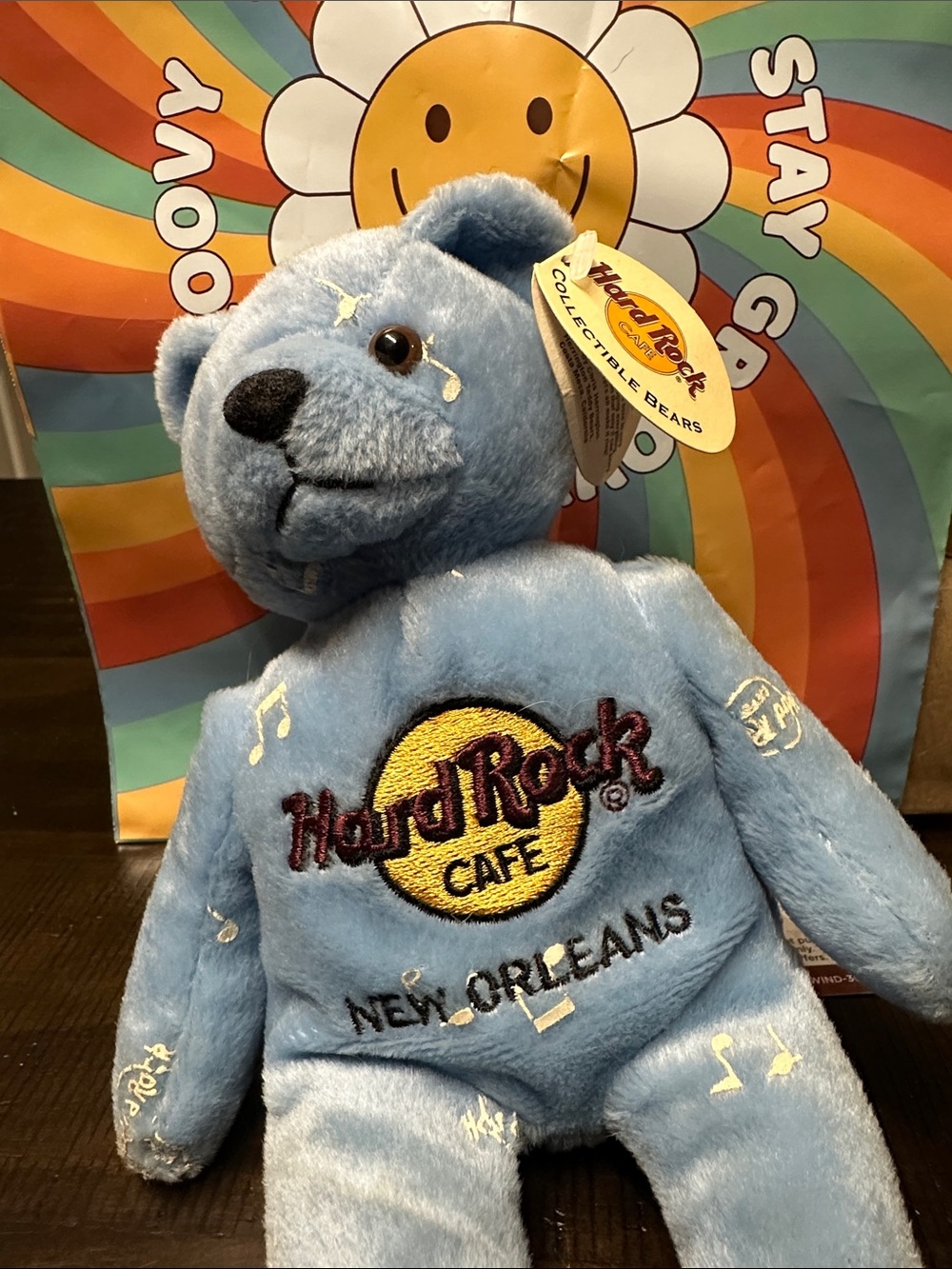 Hard Rock Cafe Blue New Orleans Collectible Bear with Embroidered Logo